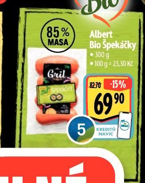 Špekáčky Bio Albert Gril