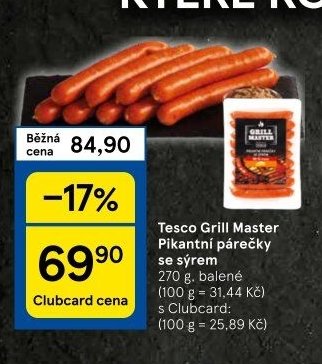 Tesco Grill Master Pikantní párečky se sýrem