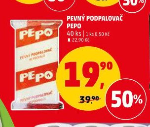 Pevný podpalovač Pepo 40 ks