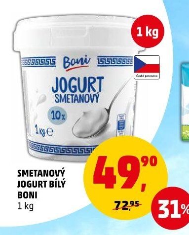 SMETANOVÝ JOGURT BÍLÝ BONI 1 kg