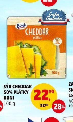 SÝR CHEDDAR 50% PLÁTKY BONI 100 g