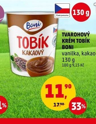 TVAROHOVÝ KRÉM TOBÍK BONI vanilka, kakao 130 g