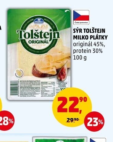 SÝR TOLŠTEJN MILKO PLÁTKY originál 45%, 100 g