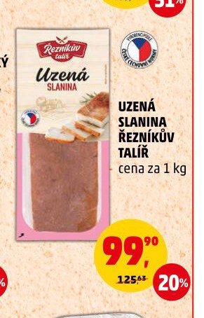 UZENÁ SLANINA ŘEZNÍKŮV TALÍŘ cena za 1 kg