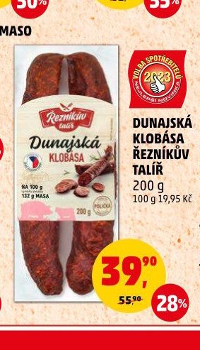 DUNAJSKÁ KLOBÁSA ŘEZNÍKŮV TALÍŘ 200 g