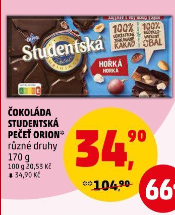 Čokoláda Studentská pečeť Orion