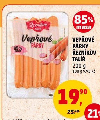 Párky vepřové Řezníkův talíř