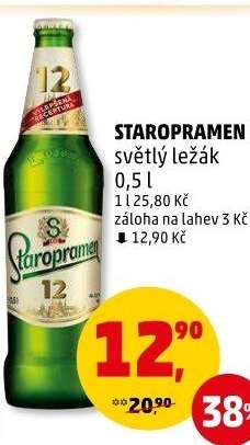 Pivo světlý ležák 12° Staropramen