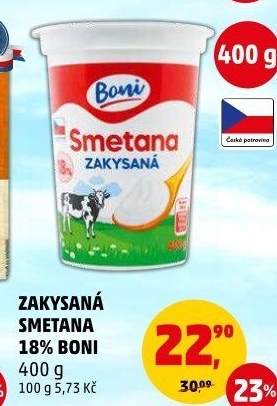 Smetana zakysaná Boni 18%