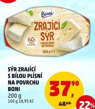 Sýr zrající s bílou plísní na povrchu Boni