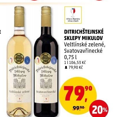 Víno Veltlínské zelené Ditrichštejnské sklepy Mikulov