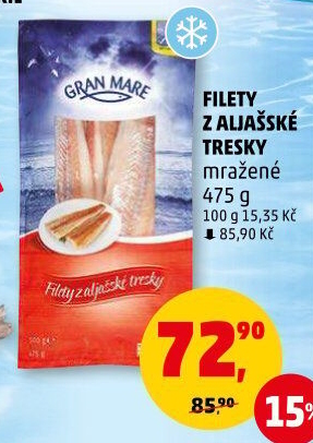 Aljašská treska filety mražená Gran Mare