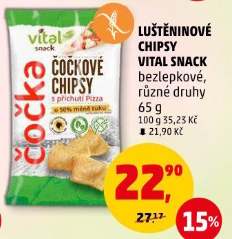 Chipsy bez lepku Vital snack