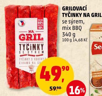 Grilovací tyčinky se sýrem Na gril Penny
