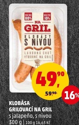 Klobása jalapeňo Na gril Penny