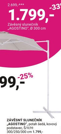 Závěsný slunečník AGOSTINO - Möbelix akcniletaky.com
