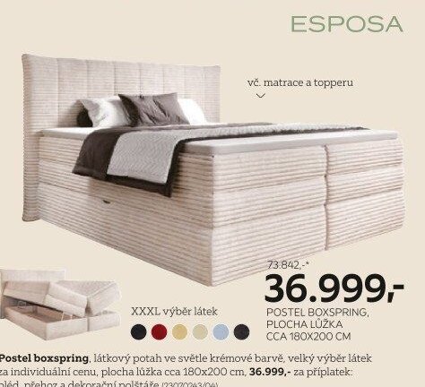 Postel boxspring, plocha lůžka cca 180x200 cm