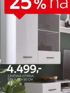 Závěsná vitrína, šířka cca 90 cm