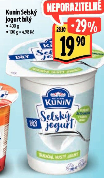 Bílý jogurt selský Mlékárna Kunín