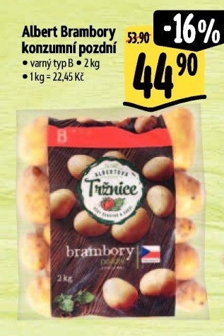 Brambory konzumní pozdní Albert