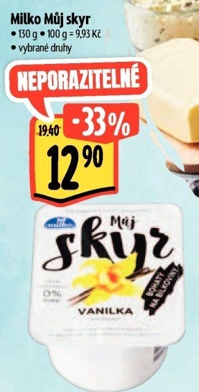 Dezert zakysaný ochucený Můj Skyr 0% Milko