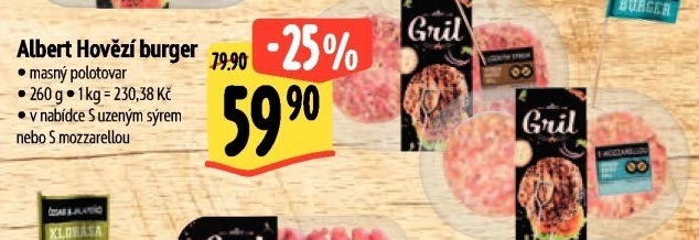 Hovězí burger s uzeným sýrem Albert Gril