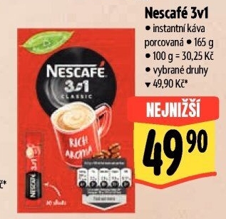 Instantní káva porcovaná 3v1 Nescafé