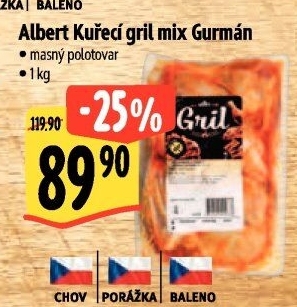 Kuřecí mix na gril Gurmán Gril Albert