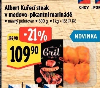 Kuřecí steak v medovo - pikantní marinádě Albert Gril