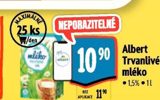 Mléko trvanlivé Albert - 1,5% polotučné