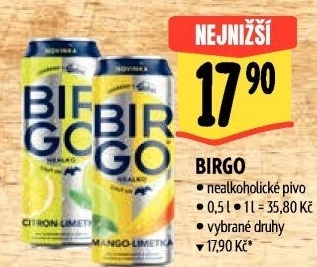 Nealkoholické pivo ochucené Birgo