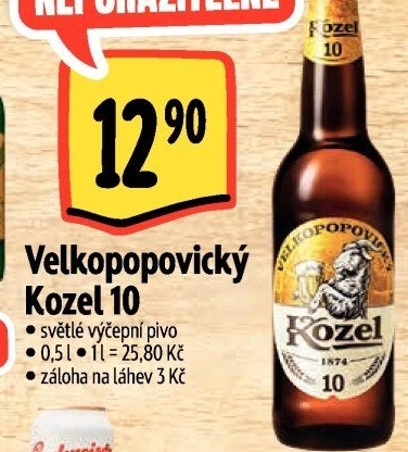 Pivo světlé výčepní 10°Velkopopovický Kozel