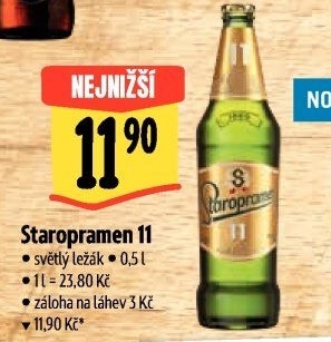 Pivo světlý ležák 11° Staropramen