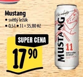 Pivo světlý ležák Mustang 11° Ostravar