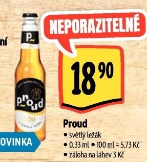 Pivo světlý ležák Proud