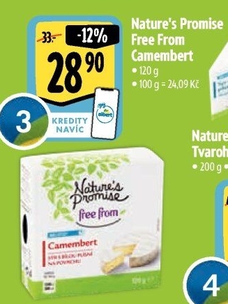 Sýr Camembert bez laktózy Free From Nature'