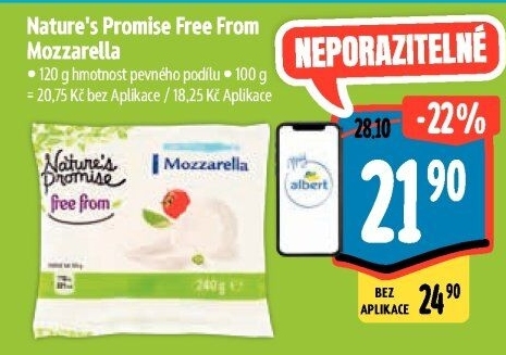 Sýr Mozzarella free from Nature'