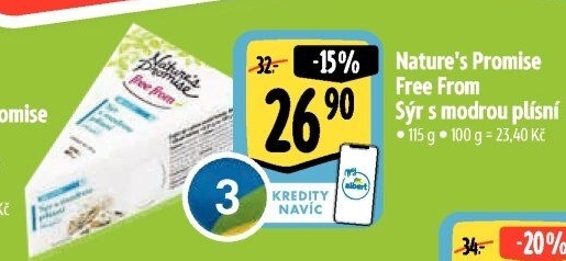 Sýr s modrou plísní free from Nature'