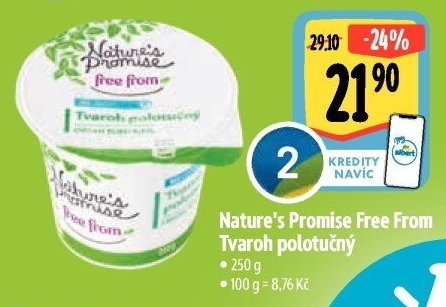 Tvaroh polotučný Free From Nature'