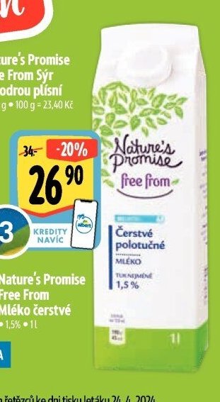 Nature's Promise Free From Mléko čerstvé 1,5%