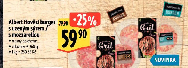 Hovězí burger s uzeným sýrem Albert Gril