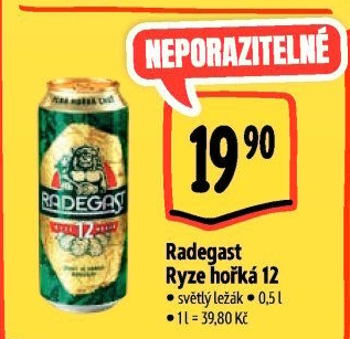 Pivo světlý ležák 12° Ryze hořká Radegast
