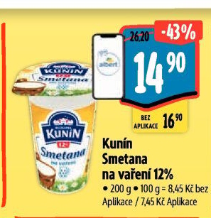 Smetana na vaření Mlékárna Kunín 12%