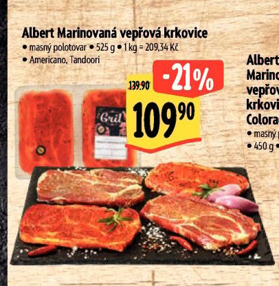 Vepřová krkovice marinovaná bez kosti Americano Albert Gril