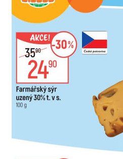 Farmářský sýr uzený 30% t. v s.