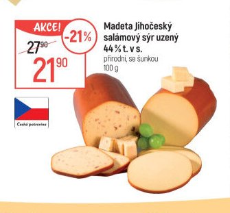 Madeta Jihočeský salámový sýr uzený 44% t. v s.