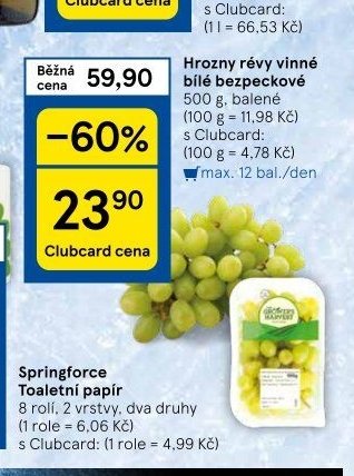 Hrozny révy vinné bílé bezpeckové