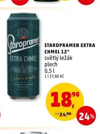 STAROPRAMEN EXTRA CHMEL 12 světlý ležák plech
