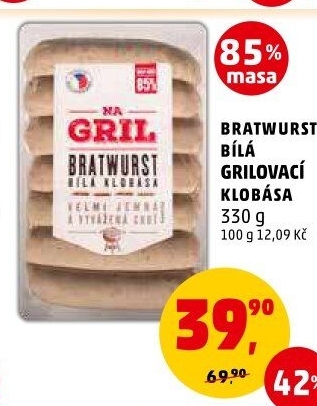 Klobása bílá grilovací bratwurst Na gril Penny