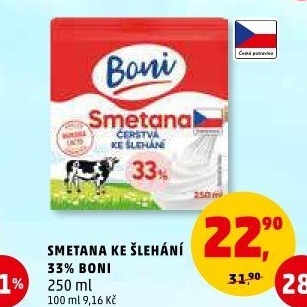 Smetana ke šlehání Boni 33%
